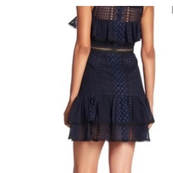 Jay Godfrey Ruffle Lace Dress black and dark blue size 10 excellent condtion - Picture 4 of 14